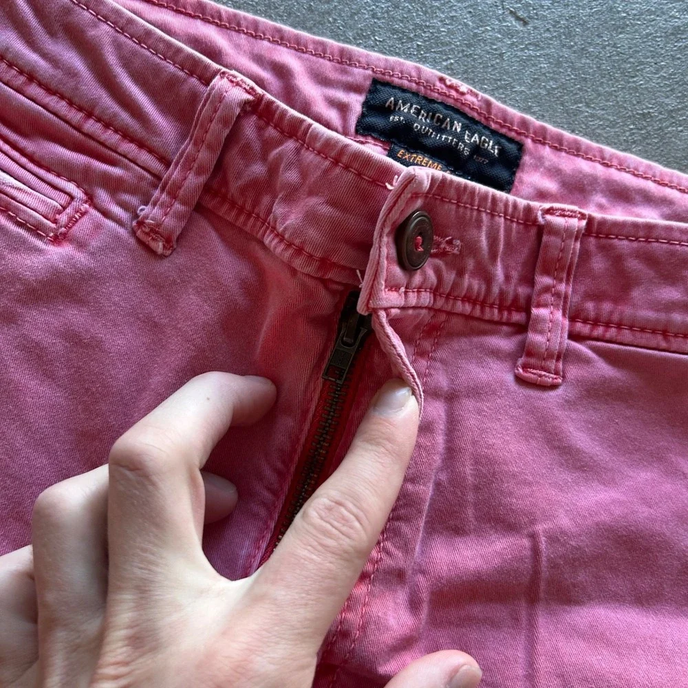 American Eagle Cargo Shorts Size 32 Pink Classic Fit Extreme Flex 9